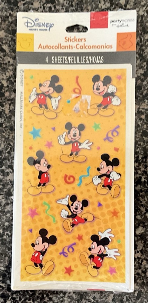 4 Sheets Disney MICKEY MOUSE Scrapbook Stickers from Party Express by Hallmark