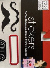 I LOVE MUSTACHE Mylar Stickers (9pc)MAMBI•For Notebooks•Binders •School Supplies