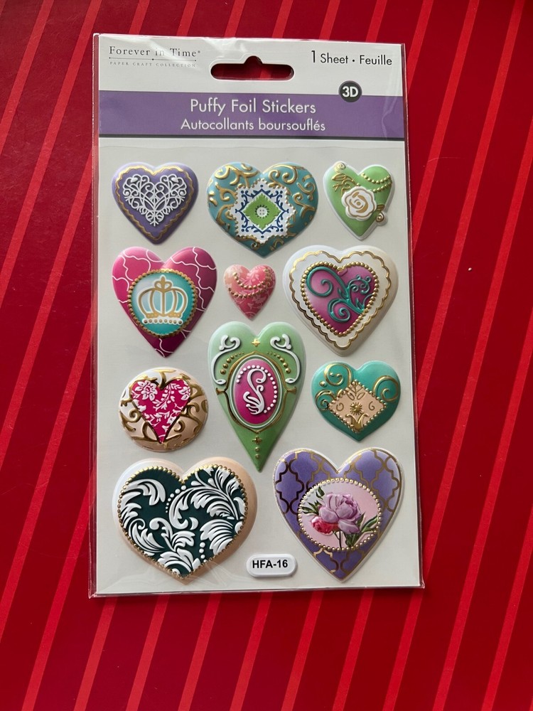 RARE & BEAUTIFUL 3D PUFFY DESIGNER HEART STICKERS – FREE SHIPPING