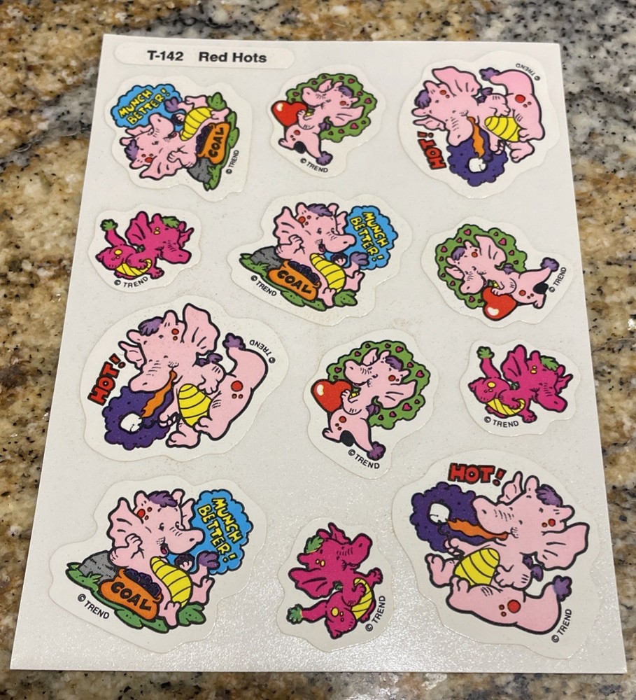 Vintage Trend Stinky Stickers sheet 12 Scratch & Sniff Red Hots Dragon T-142