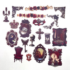 Gothic Manor Rose Stickers Junk Journal Collage Scrapbooking