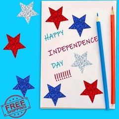 RUPOFUZA 500 Pcs Christmas Star Stickers Red White Blue