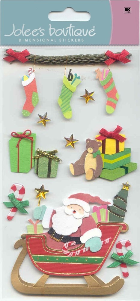 Jolee’s Boutique 3-D Stickers SANTA SLEIGH Christmas Theme 68888 Fast FREE Ship!