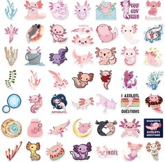 Cute Axolotl Stickers Pack 50PCS, Kawaii Animal Gifts for 50axolotl