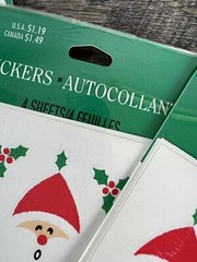 Vintage Hallmark Stickers 4 Sheets In Each Of 3 Pkg Unopened Santa Candy Cane