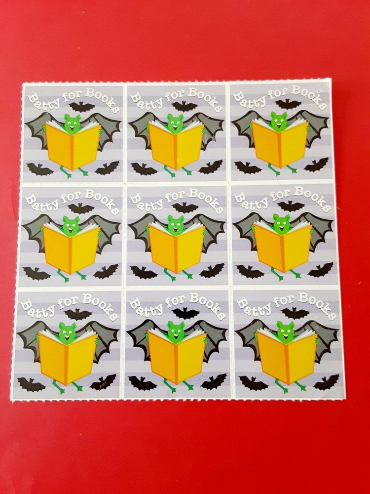 Scholastic Batty for Books perforated sticker sheet