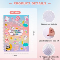 Reusable Sticker Book,A5 Sticker Collecting Book with Spatula and Heart Label…