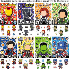 24 Sheets Make Your Own Superhero Stickers for Kids, Art Craft Party Supplies