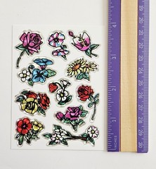 Vtg Flowers Stickers Vending Prism Roses Sunflowers Strawberry