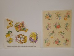 1980s Eastsr Stickers Hallmart Sheet Current Flowers Kittens Greetings Joy Vtg