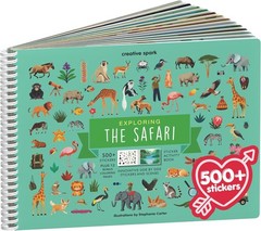Safari Animal Sticker Book Kids 500+Stickers 12 Scenes 12 Coloring Pages Craft