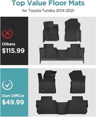 Floor Mats for Toyota Tundra: 2014-2021 (Only for CrewMax Cab), Car Accessories