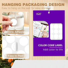 1 Inch White Dot Sticker,720Pcs Permanent Adhesive Color Code Circle Labels | Wr