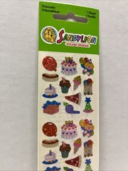 Vintage Sandylion Prismatic Birthday Party Clown Cake Pizza Hotdogs Stickers
