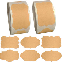 600Pcs Kraft Gift Labels Stickers, Small Sticky Blank Labels for Canning Jars, W