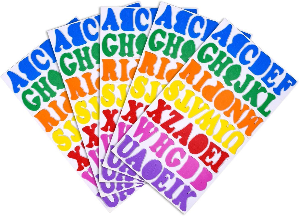 5 Pack Foam Alphabet A-Z Letter Stickers Colorful Foam Self-Adhesive Stickers fo