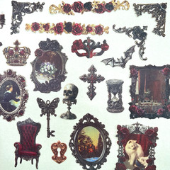 Gothic Manor Rose Stickers Junk Journal Collage Scrapbooking