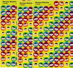 3 sheets MINI Funny Monkey Mayhem FACES Scrapbook Stickers! 300 Stickers!