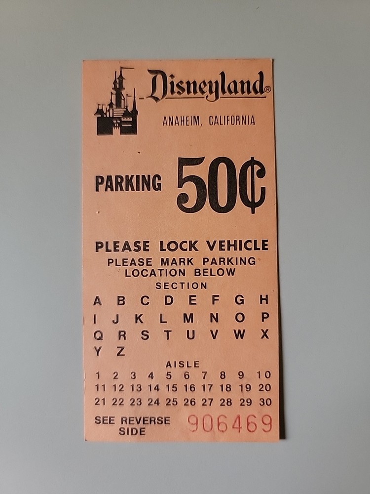 Excellent Condition Vintage Disneyland Parking Stub 1960’s-1970’s 🔥🔥