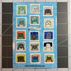 Owl Sticker Sheet 6″x4″ – 15 Tiny Owl Faces