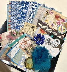 50 pcs Royal Blue Vintage Papercraft Ephemera, Junk Journal Scrapbook Supply