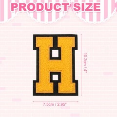 4″ Chenille Letter Patches,Yellow Chenille Initial A-Z Patches (Letter H)