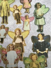 Set of 15 Vintage Cute Creepy Fairy Children Easter Pastel Stickers Scrapbooking