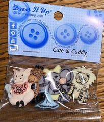 Dress it up Memory Mates- Cute & Cuddly- Animal Buttons Scrapbook Embellishments