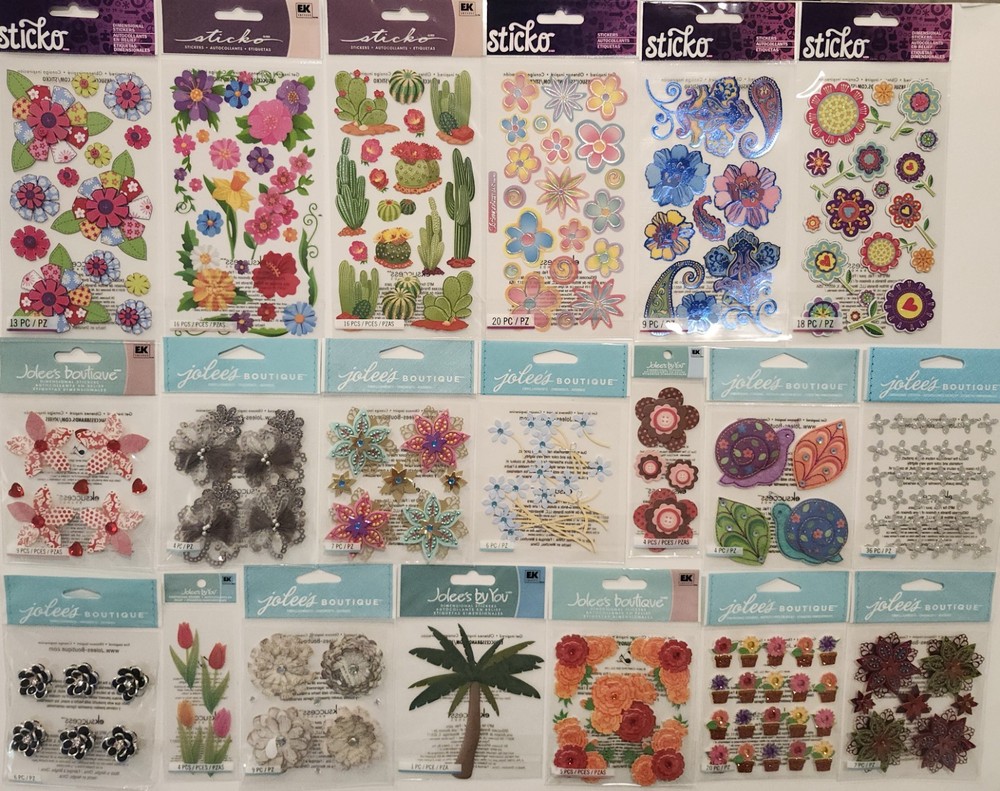 JOLEE’S BOUTIQUE STICKO Lot Of 20 Scrapbooking Stickers FLOWERS GARDEN PLANTS