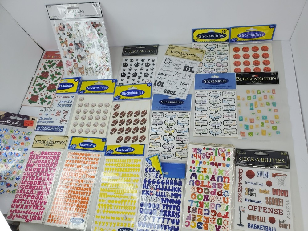 Scrapbooking Stickers Lot Word Bubble Family Phrase Stickabilities Sports 19