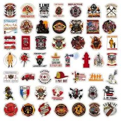 50pc FIREFIGHTER STICKERS, GREAT SET, Laptop-Water Bottle-Phone-Car-Truck-Etc.