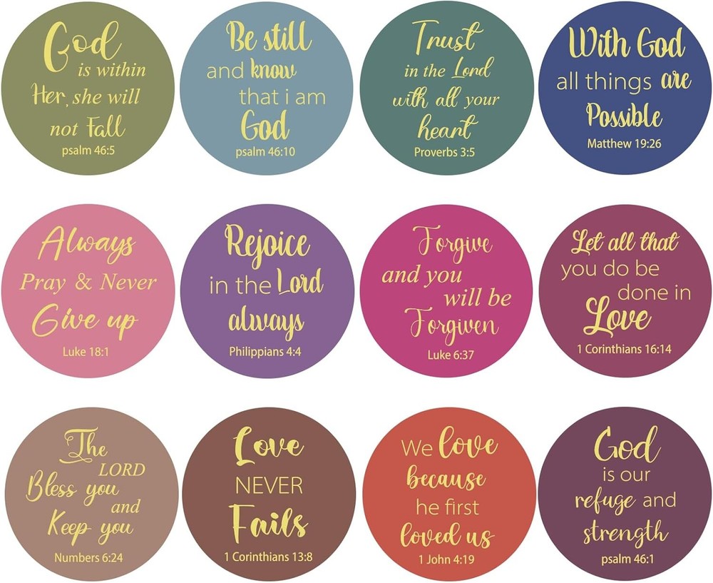 600 Pcs Gold Foil Bible Verse Stickers,24 Styles Christian Stickers Scripture St