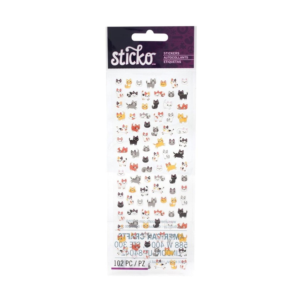 Adhesive Cats | Kitty Stickers | Tiny Cat Stickers – 102 Pcs (nm8600075)
