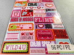 K&Company Smooch Word Embossed Stickers Love Birds Scrapbooking Card Making