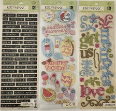 LG Size K&COMPANY STICKO & More Lot of 7 Scrapbooking Card Making Stickers