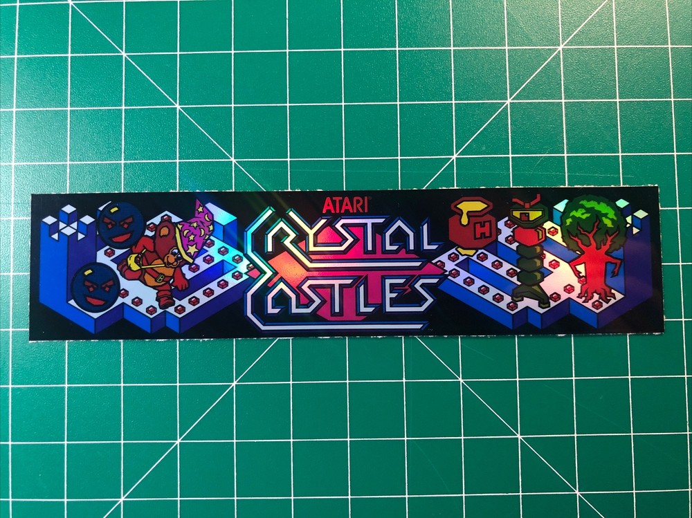 Crystal Castles Arcade Marquee 1.35×5.75” Sticker Decal Holographic Glossy Vinyl