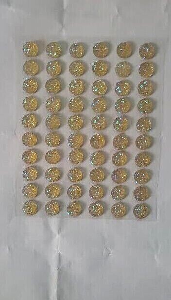 CraftbuddyUS CB042G 60pc10mm Self Adhesive AB Sparkle Gems LT GOLD Diamante Gems
