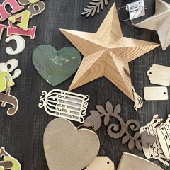 Mixed Media Craft Lot 138 Pieces Wood Cutouts Chipboard Letter Tags Junk Journal