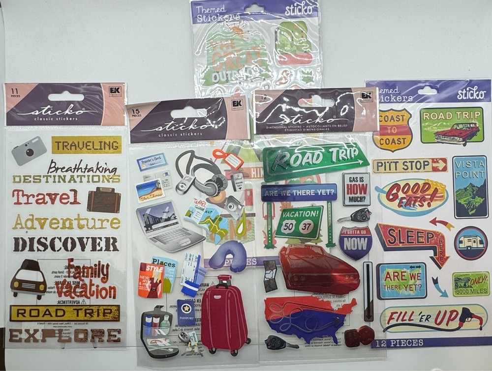 Sticko Scrapbook Stickers – Travel Theme – Vacation, Adventure-Themed – Stickers