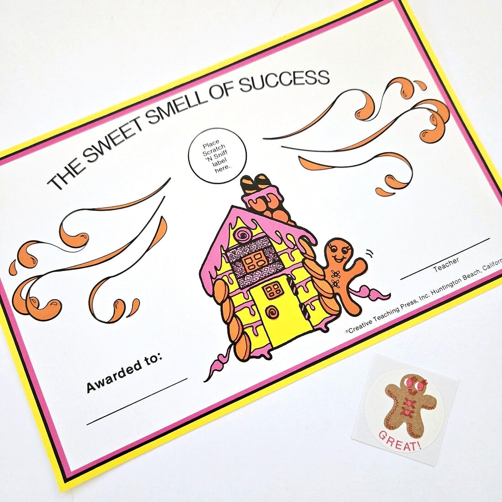 Vintage CTP 1977 Award Certificate and Scratch & Sniff Sticker GINGERBREAD Scent