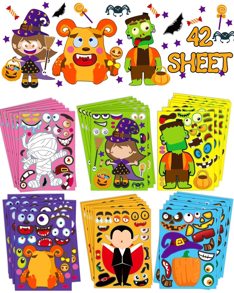 42 Sheets Halloween Party Favors Stickers for Kids, Halloween Crafts Make You…