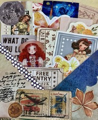 Handmade scrapbooking mixed lot vintage travel flower ticket paper ephemera