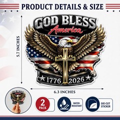 2pcs 250th Anniversary USA Stickers – Patriotic American Flag Decals for Cars, T