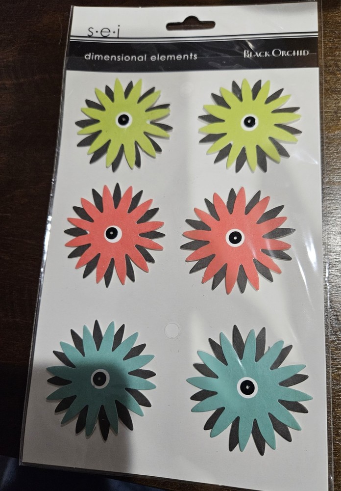 sei dimensional flowers black orchids 6pcs New