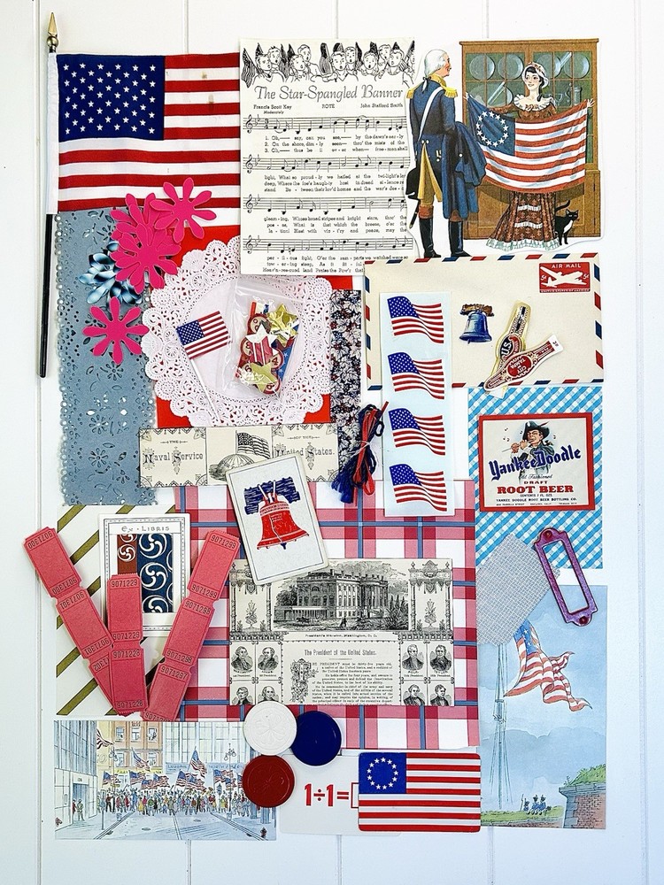 VTG Americana Ephemera July 4th Patriotic 50+ Pcs Junk Journaling Scrapbooking