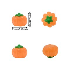 60 Pcs Autumn Pumpkin Flatback Resin Charms 11 x 9mm
