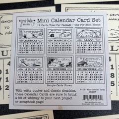 Jenni Bowlin Studio set of 12 mini calendar cards, scrapbook junk journal 3×3″