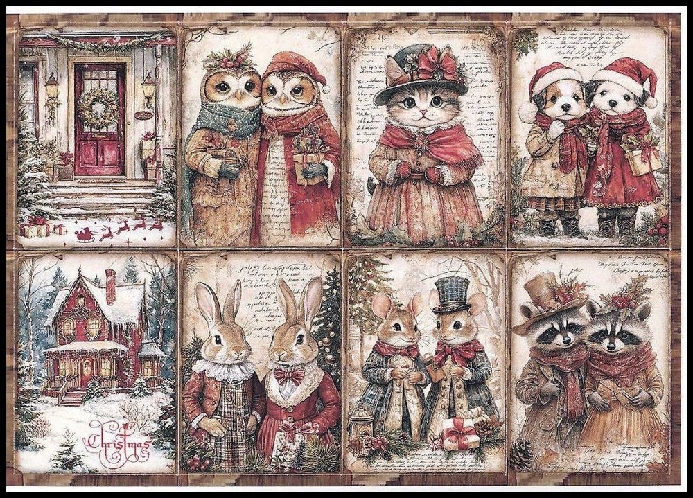 Stickers – Cat Dog Mouse Owl Rabbit Raccoon – Christmas CL168
