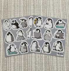 19 Adorable Penguin Stickers, 1.75” Kawaii/Chibi Waterproof Vinyl Decals