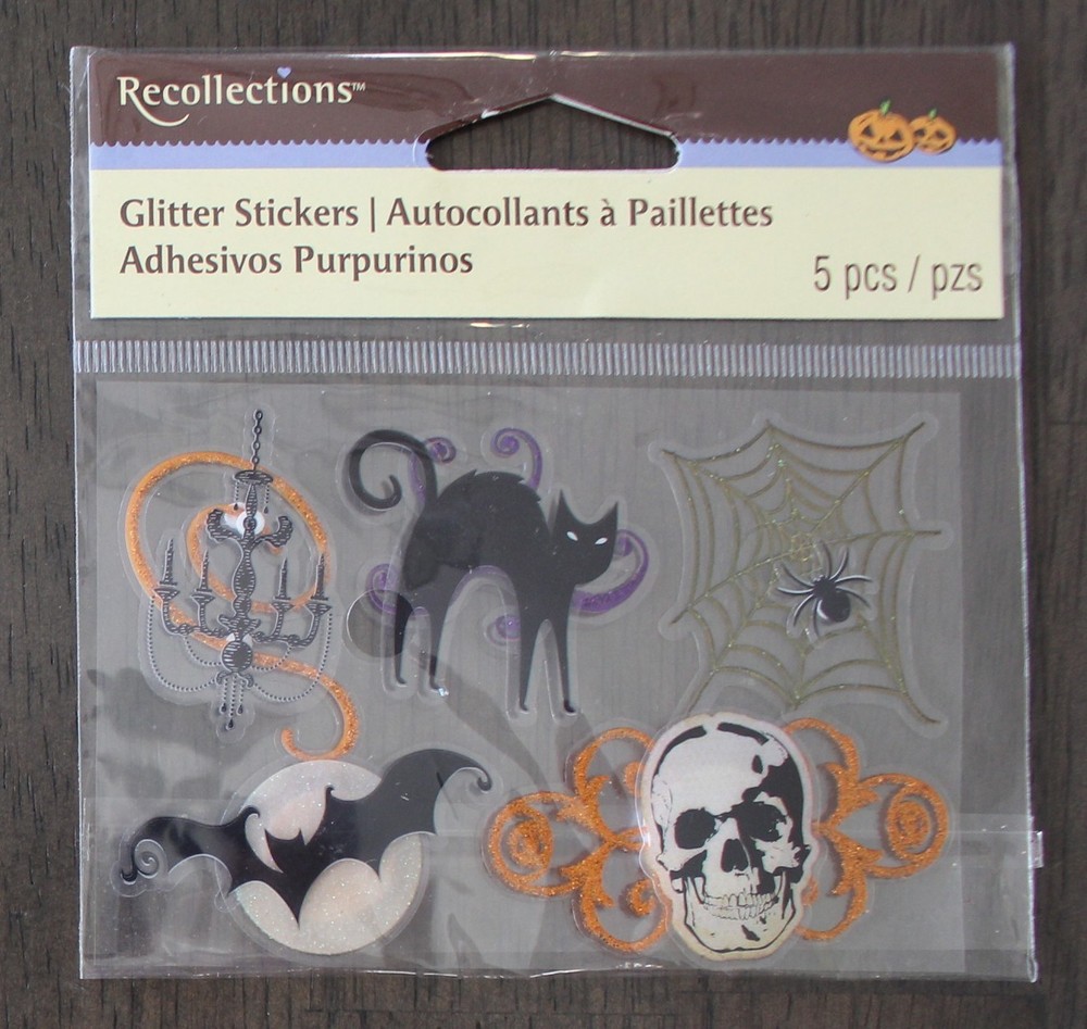New Recollections scrapbook stickers HALLOWEEN black cat bat skeleton chandelier